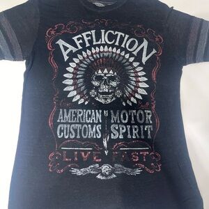 Affliction Black and Red Skull Graphic Tee Men’s medium